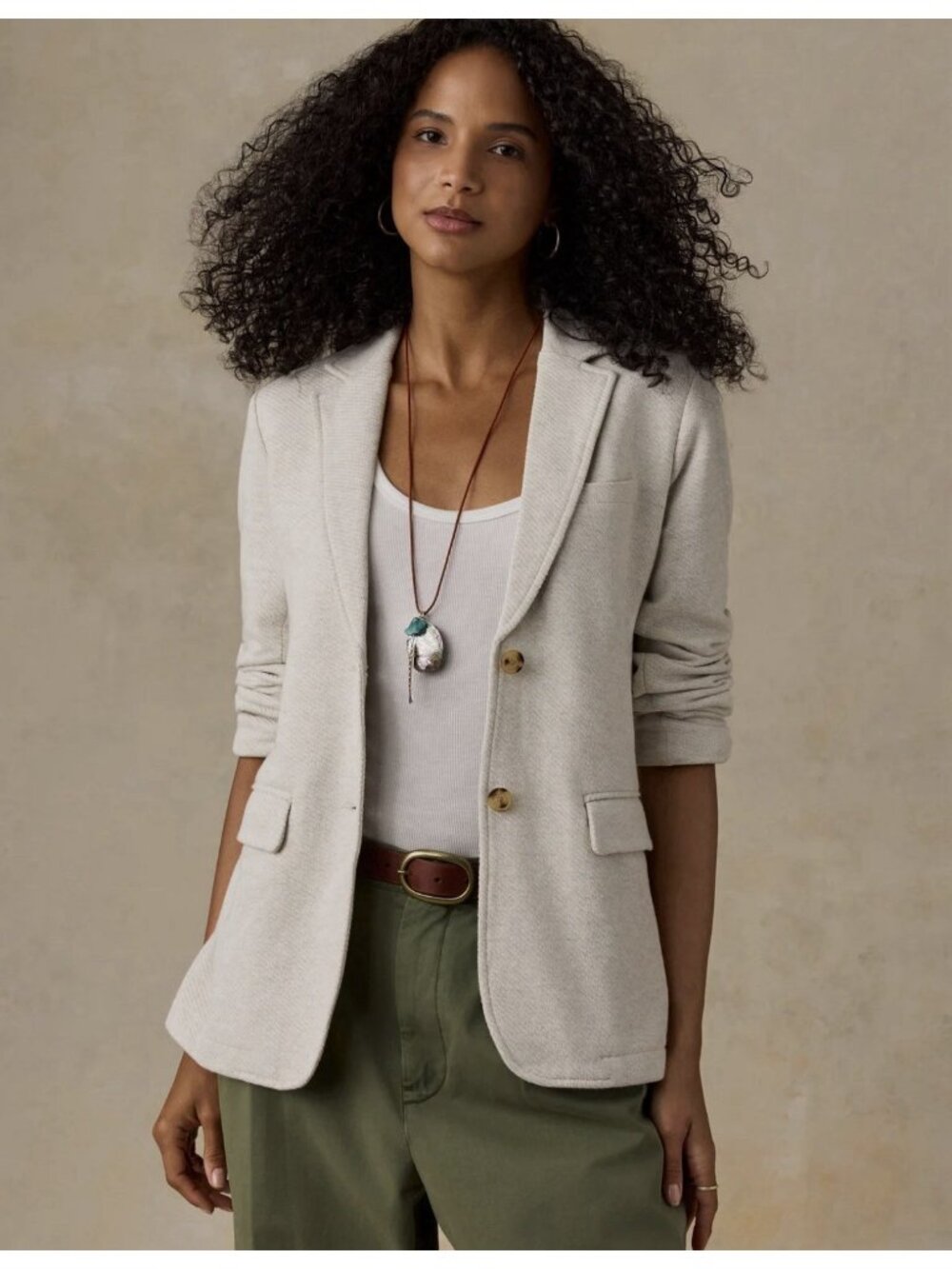 Faherty Inlet Knit  2 Button Blazer Light Oatmeal Melange XL Extra Large NWT